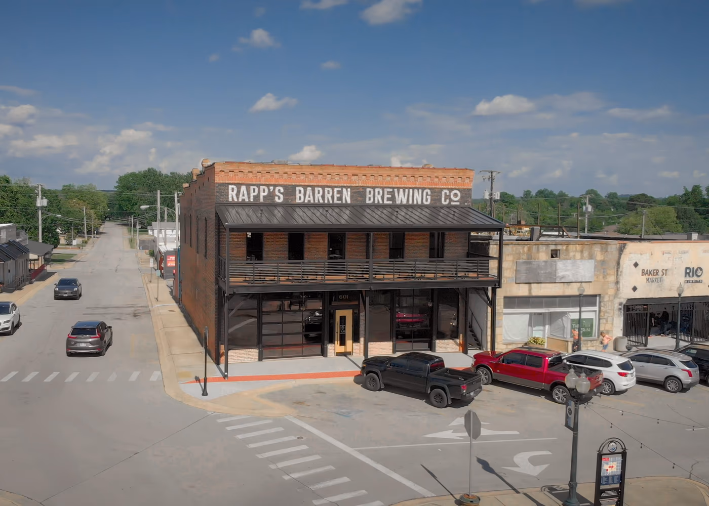 The renovated historic Baker Building, home of Rapp's Barren Brewing Company in Mountain Home, Arkansas