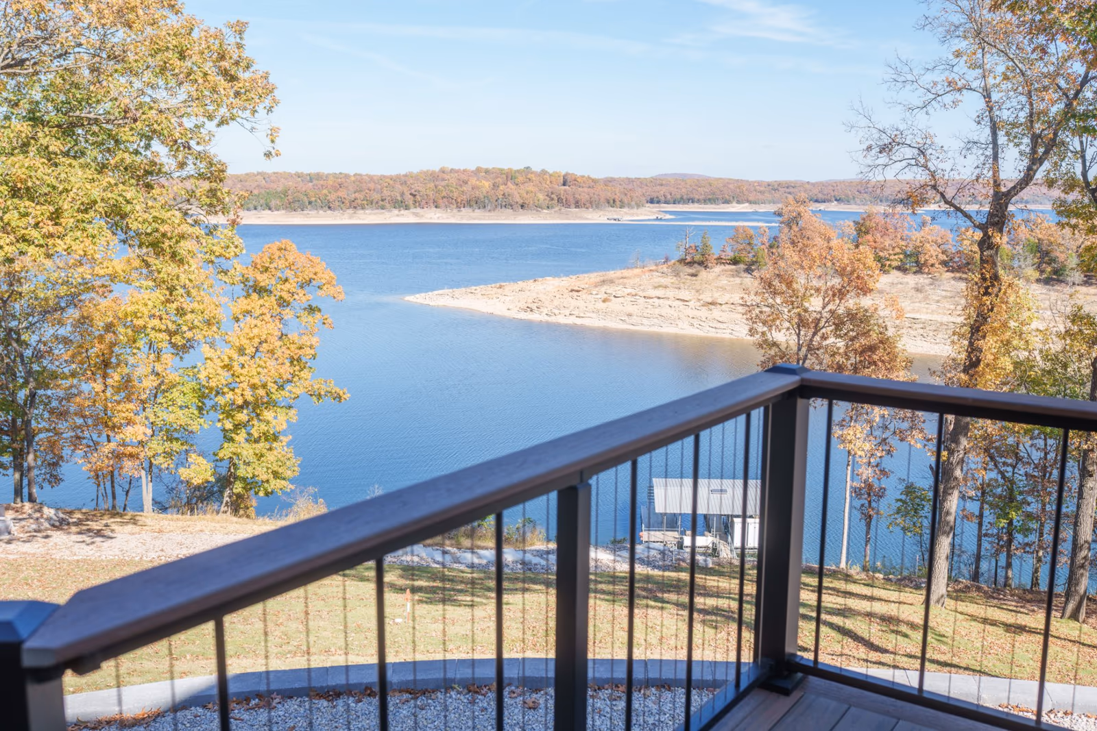 Deck overlooking Bull Shoals Lake at Walleye Point